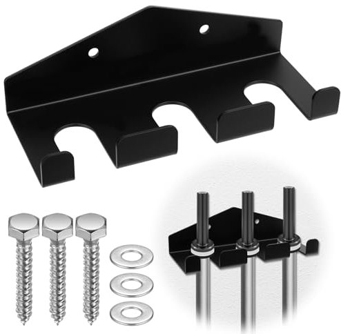 Soporte para Barra de Pesas, Soporte Vertical para Barra Montaje en Pared, Organizador de Soporte para Barra Olímpica, Gancho Soporte Mancuernas, Estante Vertical para Colgar Barra (3 Barras/Negro)