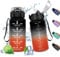 Sportflasche 500ml, Wasserflasche Sport Auslaufsicher mit Zeitmarkierung, Trinkflasche Auslaufsicher, Wasserflasche mit Strohhalm, Wasserflasche für Fitness, Camping, Fahhrad, Erwachsener, Sprudel