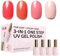 NAILOG Gel Nail Polish Set - 4 Colors Top Coat Color Gel Base 3-In-1 Soak Off UV Gel Polish Kit for Home DIY & Birthday Gifts for Women,Blush Bloom