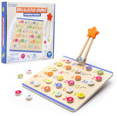 Learning Resources ABCs & Buchstabenklänge Holzpuzzle, Montessori Lernspielzeug ab 3 Jahren, Alphabet Puzzle für Kinder