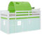 Homestyle4u Hochbett 90x200 grün Kinderbett mit Stoffumrandung Rausfallschutz Betttunnel Leiter Massivholz Kiefer