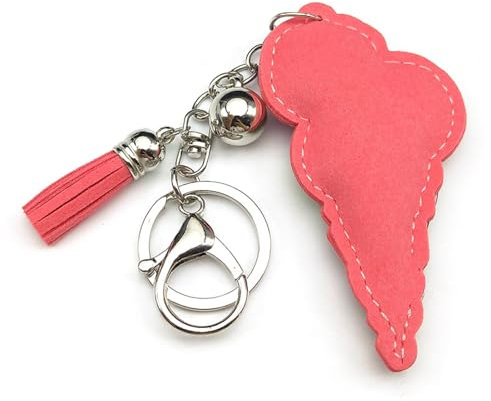 ZIAFRPN Niedliches Eis Süßes Essen Schlüsselanhänger für Frauen Männer Legierung Silber Farbe Ball Schlüsselanhänger Auto Handtasche Tasche Zubehör Schmuck