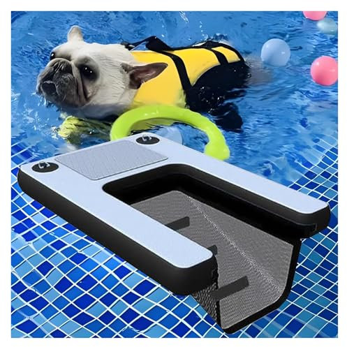 rampe de piscine pour chien Escalier Gonflable Pour Petits Chiens, Quai Flottant Portable Avec Filet De Pesée Sous-marin/ 4 Anneaux En D/ 3 Marches En 3D, Flotteur Anti-dérapant Pour Chien En PVC Pour