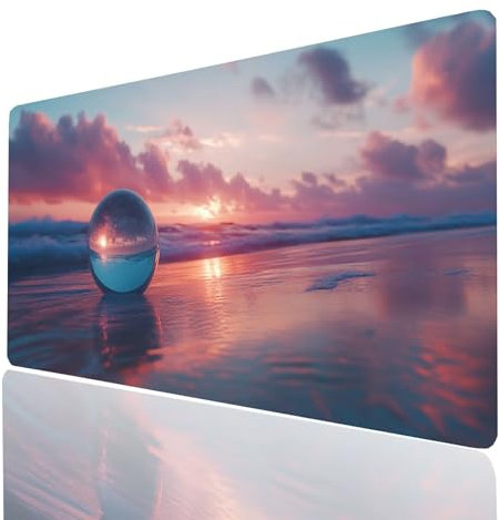 Alfombrilla Ratón XXL 90x40x0.3CM, Impermeable Alfombrilla Escritorio Playa, Vista al mar Mouse Pad con Base de Goma Antideslizante, Protector Escritorio para Portatil Teclado Gamer Raton Model-12085