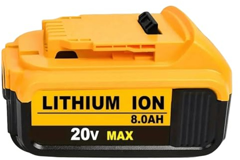 1 Pc 20V 8.0Ah Batterie Lithium ION Rechargeable Compatible avec Dewalt DCB200 DCB204 DCB206 DCB206-2 DCB201 DCB203 DCB181 Accessoires pour Outils Électriques