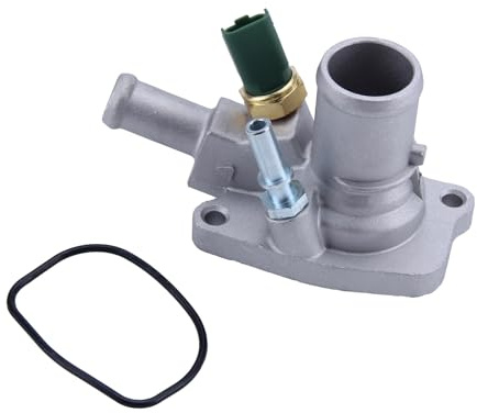 Densieg Thermostatgehäuse mit Thermostat 55202176 – Kühlmittel Thermostat Housing für Fiat 500, 500C, 500L, Doblo, Grande Punto – Inkl. Sensor & Dichtung, Plug & Play