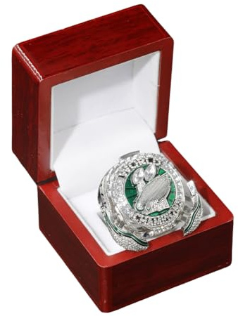 haobook Eagles 2025 Championship Ring Replik mit Geschenkbox – Sammlerring zum 59. Football-Meisterschaftsfinale, Fan-Geschenk für Männer, Alumni & Sammler