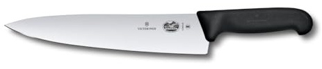 Victorinox Fibrox Kochmesser, Breites Universalmesser für Fleisch, Fisch, Gemüse und Kräuter, 25 cm, Gerade Klinge, Scharf, HACCP geeignet, Schwarz