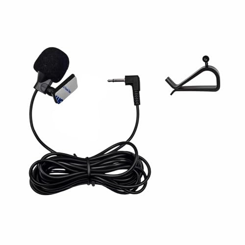 leruiyezs Microphone de 3,5 mm,3 mètres,Fixation par Pince,Cable,pour Autoradio,Microphone de Voiture Condensateur Haute Sensibilité,Micro Jack 3,5 Mm pour Navigation,pour Bluetooth Sony,Kenwood