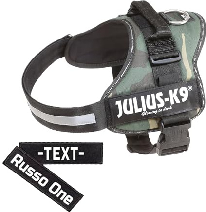 K9 Powergeschirr Original Julius-K9 Hundegeschirr für Diensthunde inkl. 2 Stück Klettsticker mit Wunschtext gratis (Tarnfarbe, 1/L (Brust: 66-85 cm))