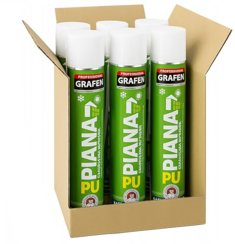 Opncorp Lot de 6 mousses de montage rapide 750 ml – Mousse polyuréthane toutes saisons – Mousse isolante, de remplissage pour fenêtre et porte – Mousse tubulaire pour l'intérieur et l'extérieur
