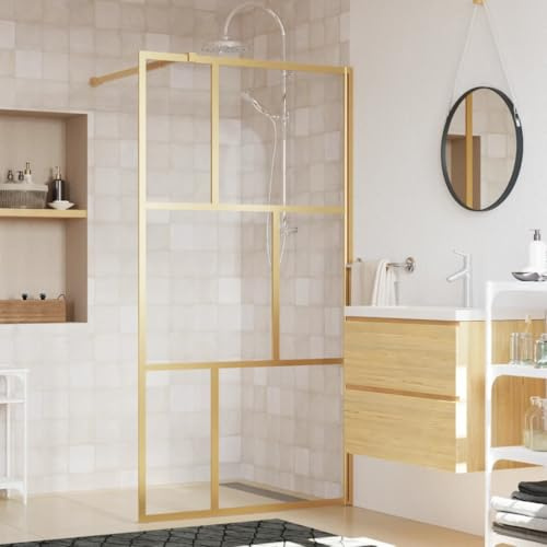 Verstellbare Duschabtrennung mit ESG Hartglas 5 mm und Aluminiumrahmen für begehbare Duschen in Schwarz 80x195 cm