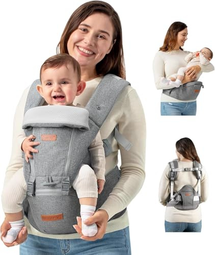 besrey Porte Bebe Physiologique, Porte Bébé avec Siège Hanche | Porte Bebe Hanche 4-36 Mois, 6 Positions, Soutien Lombaire