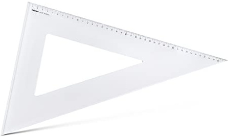 Aristo AR6042F Dreieck 60° mit Facette (lange Kathete 420mm, Hypotenuse 485mm, abriebfeste Tiefprägung der Teilung, Plexiglas) transparent