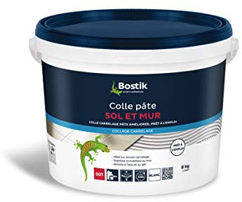 Colle Carrelage BOSTIK Sol et Mur - Pâte - D2T Blanc - 8 kg - Prêt à l'emploi