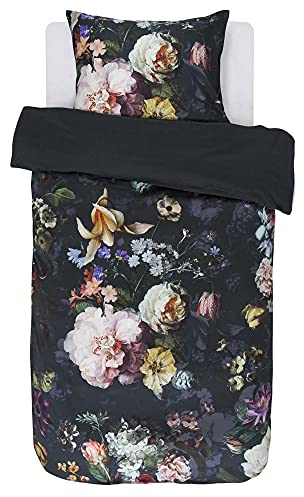 ESSENZA Bettwäsche Fleur Nightblue, 155x220 + 1x 80x80 cm - 100% Baumwollsatin 205TC - Blumen
