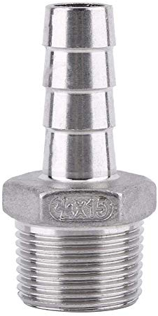1 Verbindungsstück für Schlauch, Stacheldraht, Gewinde, Adapter, dfe, Schaft aus Edelstahl, SS304, 1/8 Zoll ~ 3/4 Zoll (3/4 x 15 mm)
