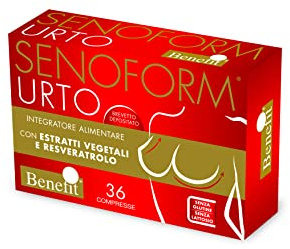 Benefit - SENOFORM URTO, Integratore Alimentare Rassodante Seno, Formula Brevettata con Studi Clinici, per Combattere i Sintomi della Menopausa e i Dolori Mestruali, Fabbricato in Italia, 36 Compresse
