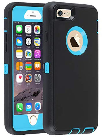smartelf Case for iPhone 6/6s Heavy Duty With Built-in Screen Protector Shockproof Dust Drop Proof Protective Cover Hard Shell for Apple iPhone 6/6s 4.7 inch-Black/Blue