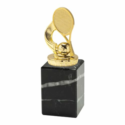 Generico Trofeo Racchetta e Pallina Tennis in ABS Oro Metallizzato con Base in Marmo Nera… (Altezza 15,5cm)