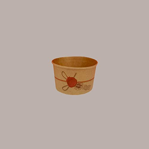Lucgel Pots à glace en papier kraft, 80 cc, 250 pièces, marron, avec motifs de cire à cacheter
