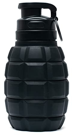 Tufcup Spittoon Bottle for Chewing Tobacco - Reusable Spit Dipping Cup with Lid - Collapsible, Spill Resistant, Leak Proof Travel Spitter - Silicone Body - Fits Most Cup Holders (Black)