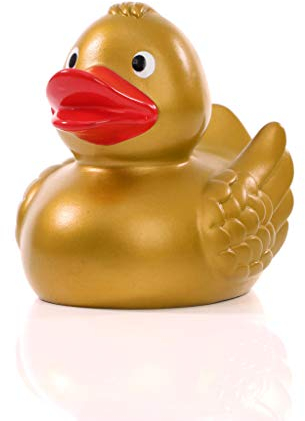 Schnabels Badeente Wings - Geschenk für Geburt Geburtstag Namenstag Kinder Baby Freund-in Mädchen Junge - lustig originell Glücksbringer - Spielzeug Quietsche-Ente Deko Badewanne (Gold)