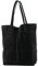 modamoda de T163 Damen Leder Shopper Schultertasche Large mit Innentasche handmade in Italy, Farbe:Schwarz Wildleder