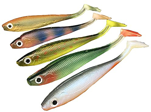 ANCLLO 20pcs Esche da Pesca Jig Piombo Piombo Jigs, Esche da Pesca morbide Swimbait affondante Esca Morbida, Piombo Attrezzato Esca Morbida Bass Swim Bait Rig per Acqua salata e d'Acqua Dolce
