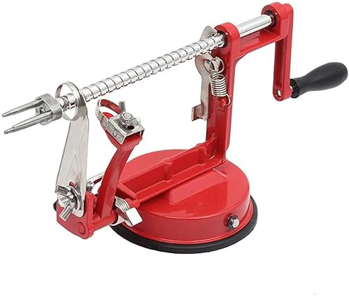 Apple Peeler Slicer Corer 3 In 1, Potato Peelers, Stainless Steel Heavy Duty with Suction Cup Base (vermilion)