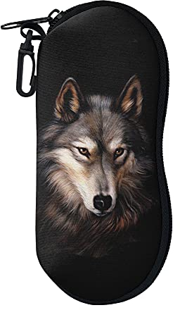 Binienty Weiches Brillenetui mit Reißverschluss, Brillenetui mit Gürtelclip, tragbar, Tribal Wolf, One size
