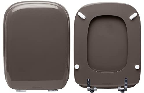 HYDRO HOME - Copriwater Ideal Standard Conca Come Originale, Tavoletta WC Ideal Standard con Cerniere Inclinate Idonee, Coperchio Water Copri Water in Legno Rivestito (CASTORO)