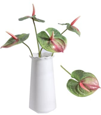 Rikyo Lot de 5 fleurs de lys artificielles permanentes en anthurium pour décoration d'intérieur, mariage, festival, artisanat, décoration de magasin (vert) 61 cm
