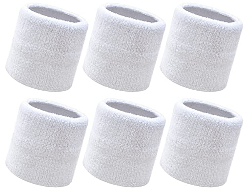 Flintronic 6 Stück Schweißbänder Handgelenk, Saugfähige Handgelenk Schweißbänder für Damen & Herren,Fitness Arm Schweißband,Sport Schweißband Armband Weiche Baumwolle für Handball Fußball Tennis