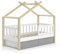 VitaliSpa Hausbett Design, Weiß/Naturholz/Naturholz, 70x140 cm mit Schubladen