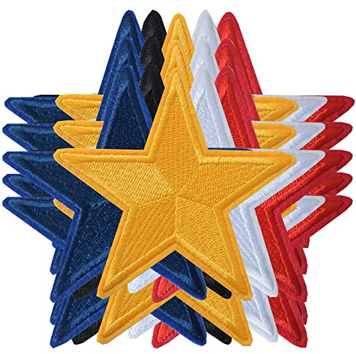 25pcs Star Shape Iron on Patches, Cute Multiple Colors Iron-on/sew-on Patches Embroidered Applique Decoration Patches for Clothing Jackets Backpacks Jeans Hats Bags