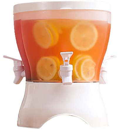 SouiWuzi Rotating Drinks Dispenser 5L Fridge Beverage Dispenser Rotating Water Dispenser Fridge Drinks Dispenser with Tap Milk Fruit Teapot Making Teas and Juices, White, Clear