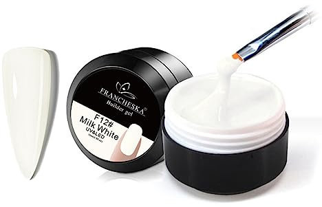 Builder Gel for Nails, Milky White Builder Nail Gel Basic Color Nail Extension Gel UV/LED Nail Base Building Gel for Nail Repair Extension & Modeling Strengthening Nail Art Decoration (15ml)