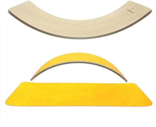 KiddiRedi® Wooden Balance Board Montessori Learning Development Health Education Toy Free Extra Felt (Yellow)