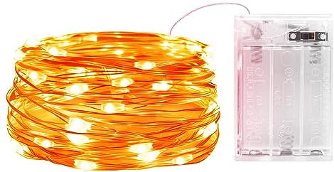 Gcstnn Halloween Orange Fairy Lights, 3M 30 LED Autumn Decor String Lights, Battery Micro Silver Wire Fall Firefly Lights for Leaf Bottles Halloween Themed Party Carnival Indoor Decorations.