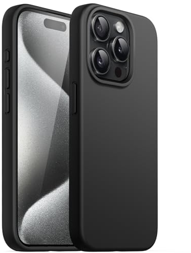 JETech Silicone Case for iPhone 15 Pro 6.1-Inch, Silky-Soft Touch Full-Body Protective Phone Case, Shockproof Cover (Black)