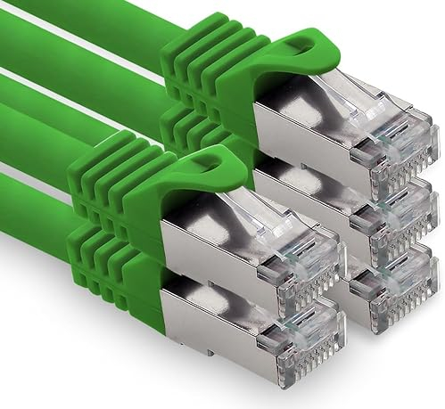 freiwerk 0,5m - grün - 5 Stück CAT.7 Netzwerkkabel Lan Ethernet Patch Kabel S-FTP LSZH PIMF 10GB s RJ45 Stecker Cat6a
