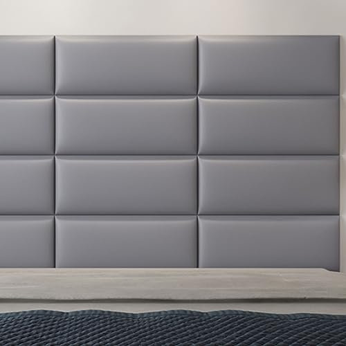 NOVECRAFTO Padded Wall Panels H 23.6 x W 9.8 Inches (60x25cm) Set of 4 Grey Peel and Stick Anti-Collision Kids Room 3D Soft Bag Wall Panels, Tatami Wall Stickers, Self-Adhesive Wall Cushion