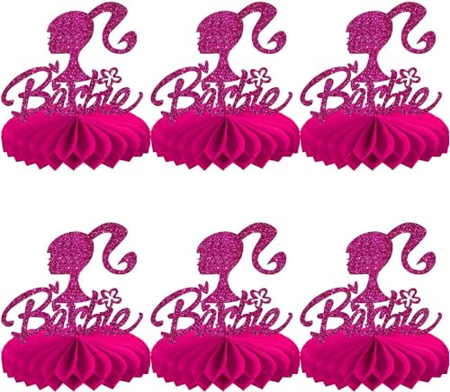 6 Stück Prinzessin Tischdeko Glitzer Mädchen Wabe Dekorationen Princess Thema Tischdeko Geburtstag für Hochzeit Verlobung Bridal Shower Mädchen Geburtstag Party Prinzessin Tischdekoration Rose Rot