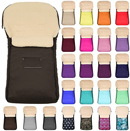 Baby-Joy Fußsack KAI XXL 120 cm filzfrei aus Lammwolle und Polyester für Kinderwagen, Buggy und Schlitten, Übergroßer Super-Wash Thermofußsack | Farbe: L98 Leinenlook Braun