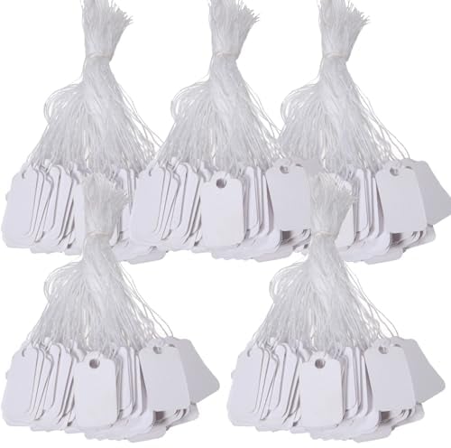 ICED PIXEL 500pcs Cartellini Prezzi, 15 mm Etichette Prezzi con Cordino, Etichette per Vestiti, Abbigliamento, Gioielli, Accessori
