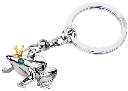 TROIKA Schlüsselanhänger Frosch mit Krone – FROSCHKÖNIG – Metallguss – verchromt – goldfarben, grün, silberfarben Original