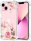 Jhxtech Phone Case for iPhone 13 Case, Apple 13 6.1 girls women, Slim Shockproof Clear Floral Pattern Soft Flexible TPU Protective Cover for iPhone 13 Rose Flower