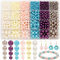 Dotilili 1890 Pièces Perles Rondes de Verre Nacrées pour Bracelet DIY Artisanat Collier Décorations, 4/6/8/10mm Bleu Rose Violet