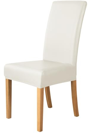 XHDZSW Esszimmer Stuhlhussen | PU Leder Stuhlbezug | wasserdichte Stretch Esszimmer Stuhlüberzug | Stretch Stuhl Husse | Stuhlhussen Stuhlschoner Abdeckung (Weiß,2)